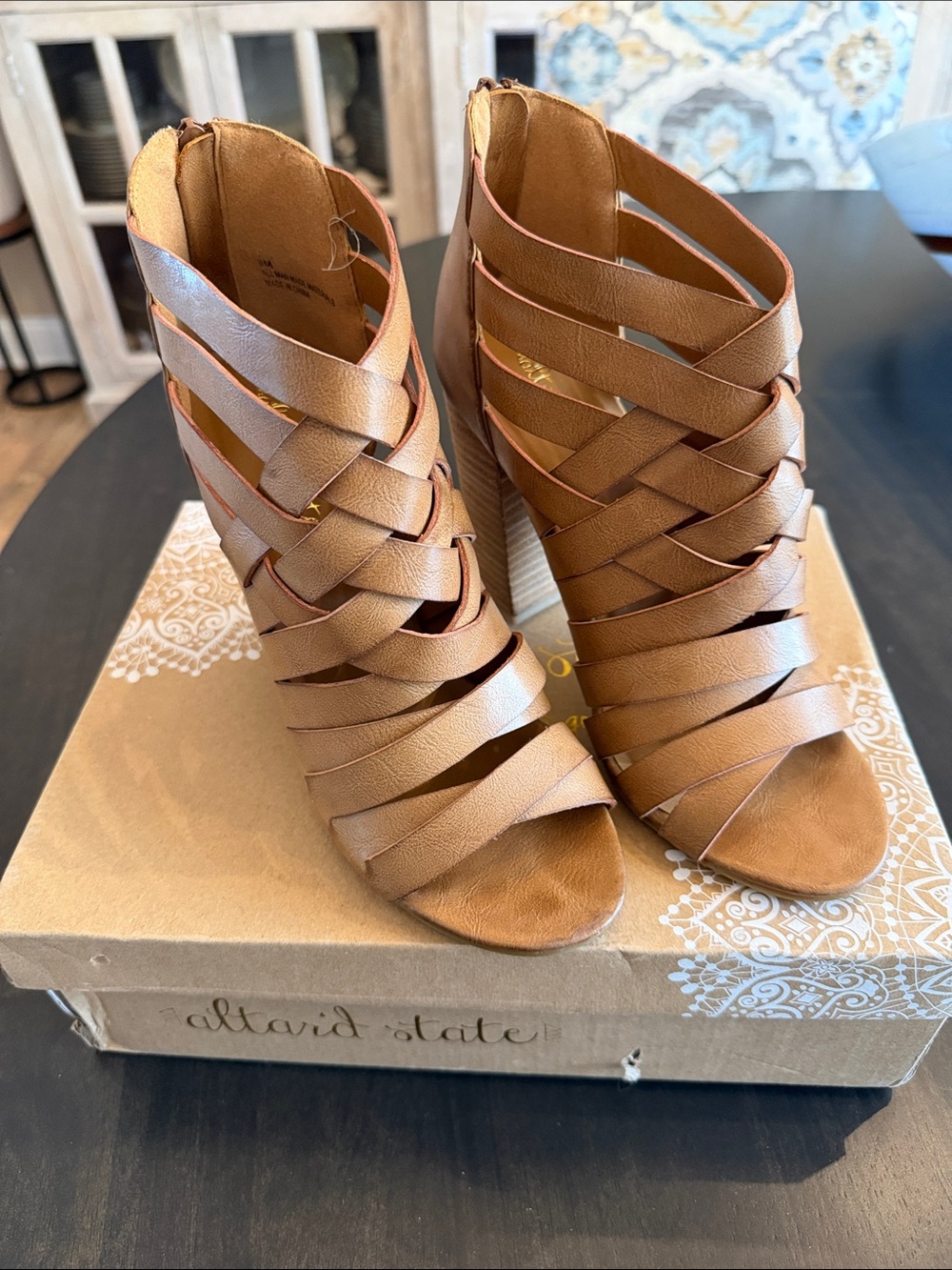 Altered State Women’s Strappy Peep-Toe Heeled Sandals - Brown size 8